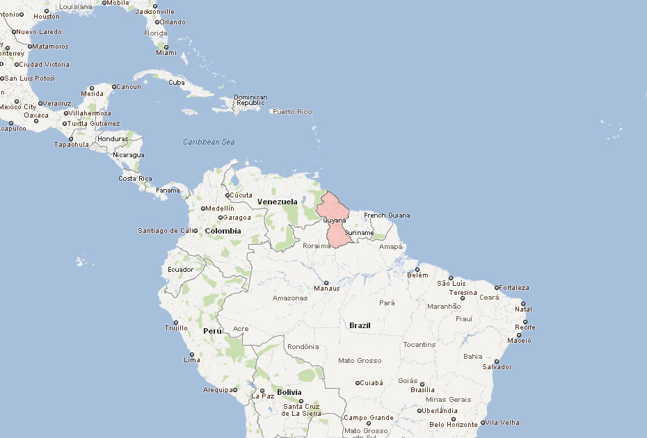 carte du guyana sud amerique